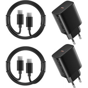 2 Pack 45W Chargeur Charge Rapide Pour Samsung Galaxy S25/S24/S23/S22/S21 Ultra/S20/S20+/Note 20/10/9/8/A73/A53/A52/S10/S9, Iphone 17/16/15 Et 2M C&acirc;ble, Usb C Type C Charg&eacute; Adaptateur T&ecirc;te Noir - Neuf