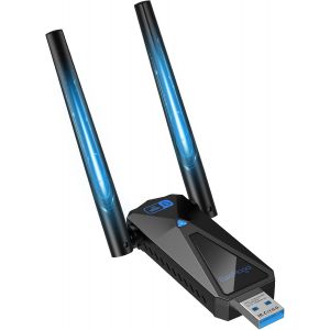VornixorSarlshop-Cl&eacute; WiFi 5400Mbps, Cle USB 6E Puissante 6GHz / 5GHz / 2.4GHz, USB 3.0 Cl&eacute; WiFi pour PC/Bureau/Portable, Carte WiFi pour PC, Antenne WiFi PC Compatible avec Windows 11/10, Pilote Int&eacute; - Neuf