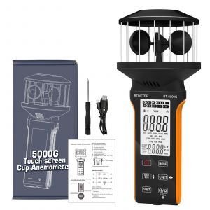 Compteur de vitesse et de volume du vent numérique étanche compact anémomètre HP-5000G avec commandes tactiles rétro-éclairage et batterie aste - Type Orange - Neuf