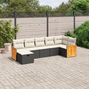 Prolenta Premium - Salon De Jardin 7 Pcs Avec Coussins Noir R&eacute;sine Tress&eacute;e - Neuf