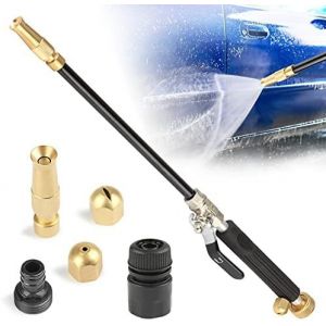 Pistolet de nettoyeur haute pression portable Hydro Jet avec 3 buses de tuyau - Fixation de buse de tuyau haute pression pour tuyau d'arrosage de voiture - Noir - Neuf