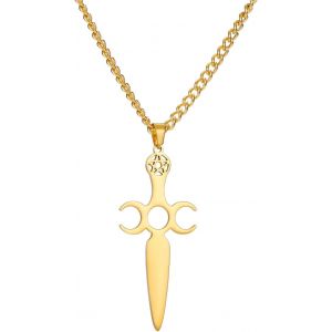 Kal-Collier Triple Déesse De La Lune Collier Pendentif Déesse De La Fertilité Celtique Amulettes Lune Pentagramme Croix Bijoux Païens Cadeaux Hommes Femmes - Neuf