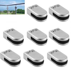 Lot de 8 pinces &agrave; verre r&eacute;glables en acier inoxydable 304, 6 &agrave; 8 mm, pour balustrade, escalier, main courante - Neuf