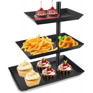 Présentoir À Fruits À 3 Niveaux,Rotatif À 360 °,Noir,Avec 3 Étages,Organisateur De Cuisine Pour Divertissement Et Fête,En Acier Inoxydable - Neuf