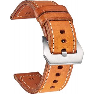 Cauc-Bracelet De Montre En Cuir V&eacute;ritable, Retro Vintage 20 22 24 26mm Bracelet De Montre En Cuir De Remplacement Fait Main Pour Hommes Et Femmes - Neuf