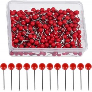 Chenquansarl-Lot De 200 &Eacute;pingles Rouges - Longueur De L'aiguille 15 Mm - Diam&egrave;tre De La T&ecirc;te 4 Mm - &Eacute;pingles &Agrave; T&ecirc;te Ronde - Pour Le Bricolage, La Couture, L'artisanat, Les Composants, La D&eacute;coration, - Neuf