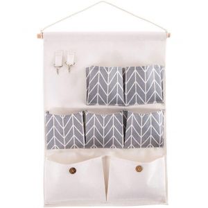 Sac de rangement suspendu Sac de rangement de salle de bain Sac de rangement suspendu étanche Sac de rangement suspendu en coton et lin Sac mural 7 compartiments - Neuf