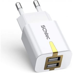 Usb Charger, 5 V/2.1 A Usb Mains Charger 2 Ports Universal Usb Wall Charger Adapter Compatible With Iphone Xs/Xr, Huawei P20, Samsung Galaxy Note S9 Tablet And More (White) - Neuf