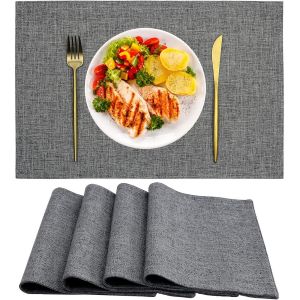 Sjzg-Lot De 4 Sets De Table R&eacute;sistants &Agrave; La Chaleur Lavables En Tissu Pour Maison, Cuisine, Restaurant (Gris) - Neuf