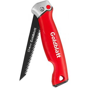 Scie Pliante Goldblatt Scie a Guichet Decoupe du Platre, Lame 310cm Bi-materiel 8 Dents/Pouce, Dentures 3 Biseaux, Bouton Systeme de Verrouillage, Poignee Bi Matiere Souple et Ergonomique - Neuf