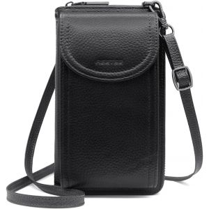 CAUC-Sac Bandouli&egrave;re pour T&eacute;l&eacute;phone Portable Femme RFID Blocage Portefeuille Femme Cuir Sac &agrave; Main Porte Feuille avec Fermeture &eacute;clair Pochette Porte Monnaie et R&eacute;glables Bandouli&egrave;re (noir) - Neuf