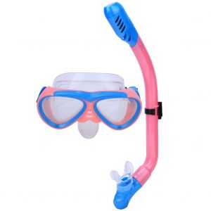 Masque De Plongee Pour Enfants, Lunettes Antibuee, Tubas, Tube Respiratoire, Kit De Plongee Pour Enfants, Rose Et Bleu - Neuf