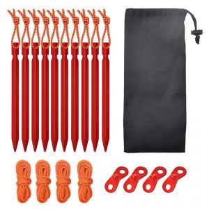 (B) 10 Piquets De Tente, Piquets De Tente De Camping Avec Cordon Réfléchissant, Piquets De Sol, Clous De Sable, Crochets De Tente, Piquets De Fixation Pour Bâche, Jardin, Camping, Plage - Neuf