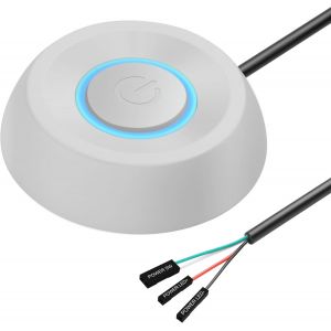 PC interrupteur d'alimentation ordinateur de bureau interrupteur d'alimentation externe démarrage à distance ordinateur carte mère bouton de commutation rallonge (white) - Neuf