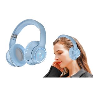 Casque audio Bluetooth supra-auriculaire avec r&eacute;duction de bruit - Bleu ciel - Neuf