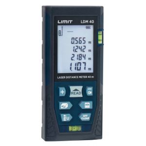 T&eacute;l&eacute;m&egrave;tre laser jusqu'&agrave; 40 m&egrave;tres avec fonctions de mesure polyvalentes - point &agrave; point - calcul de surface et de volume - mesure par Pythagore Limit LDM40 - Neuf