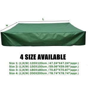 B&acirc;che Pour Bac &Agrave; Sable 150x150 Cm, Imperm&eacute;able, Protection Uv 70%, Avec Cordon De Serrage, Verte (150x150 Cm) - Neuf