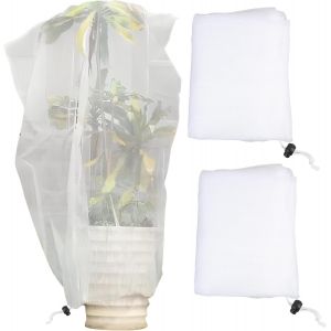 ASFASFq-Ensemble de 2 Filets de Protection pour Arbres Fruitiers et Plantes, 1x1m, Maille Fine avec Fermeture Éclair et Cordon de Serrage, Résistant aux UV et Déchirures, pour Myrtilles, Tomates, Pro - Neuf