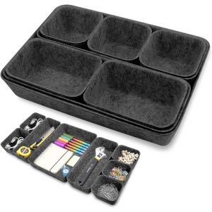 Lot De 8 Organiseurs De Tiroirs En Feutre,Bo&icirc;tes De Rangement Empilables,Organiseurs De Tiroir,Syst&egrave;me De Rangement De Tiroirs,Organisateur De Coiffeuse,Panier En Feutre Pour Bureau,Coiffeuse - Neuf