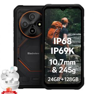 Blackview Fort 2 Smartphone Incassable 6.56" 24Go+128Go 5000mAh 16MP AI Cam&eacute;ra T&eacute;l&eacute;phone Android 15 NFC-Noir avec Airbuds 20-Blanc - Neuf