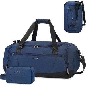Acdsgd-Sac &Agrave; Dos De Gym Sport Homme Femme Voyage Fitness Travel Bag Grand Bandouli&egrave;re R&eacute;glable Avec Compartiment &Agrave; Chaussures Compartiments Humides Et Manchon De Chariot Avec Trousse De Toilette, Bleu Marine - Neuf