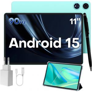 CHECARZHN--NO1-P50Ai Tablette 11 Pouces Tablette Android 15 90Hz, Gestuel Ia, 2.0Ghz Octa-Core, Hdmi-Type C+Mode Pc, 16Go+128Go(4To Tf), 7000Mah/Widevine L1/Bt5.4/13Mp, Avec Étui + Stylet, 2025 - Neuf