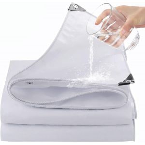 Lbgwp60-Bâche Imperméable Avec ?Illets - Bâche Blanche En Polyéthylène 180 G/M² - Résistant Aux Uv Et Aux Intempéries - Résistant À La Déchirure - Pour Meubles De Jardin, Piscine, Voiture, Bateau, Ca - Neuf