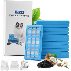Lot De 12 Filtres De Fontaine À Eau Pour Chat, Filtres À Cartouche D'eau Potable Pour Chien, Filtres De Fontaine À Eau Pour Animaux De Compagnie, Filtres De Rechange Compatibles Avec Toutes Les - Neuf