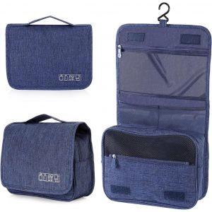 TZF-Trousse de Toilette, Pliable Grande Trousse de Toilette Voyage pour Hommes et Femmes,Multifonction Imperméable Sac Cosmétique Organisateur de Voyage avec Crochets - Neuf