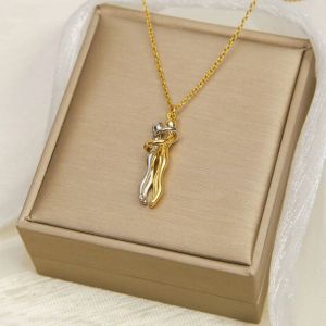 Ftcy &iquest; Collier Pendentif En Acier Inoxydable Pour Couple, Pour Femmes Et Hommes, Couleur Or Argent, Cha&icirc;ne D'amour Pour Couple, Cadeau Pour Ami, Bijoux De F&ecirc;te--Gold 2 - Neuf