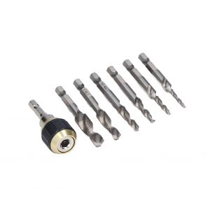 Mandrin de per&ccedil;age &agrave; changement rapide avec 6 tarauds en acier haute r&eacute;sistance pour perceuses &eacute;lectriques - Neuf