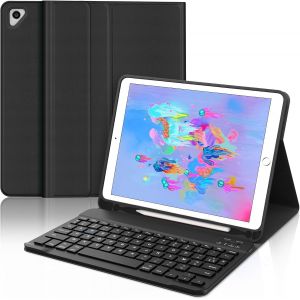 Coque Clavier pour iPad 6e/5e G&eacute;n&eacute;ration 9.7 Pouces, AZERTY Fran&ccedil;ais Housse Clavier Bluetooth Magn&eacute;tique D&eacute;tachable avec Porte Crayon pour iPad 2018/2017 9.7"", Air 2/1, Pro 9.7 2016, Noir - Neuf