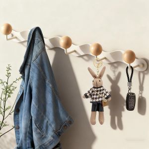 SUBZONAL-Porte Manteau Mural Blanc, Porte Manteaux Muraux, 38 cm Pat&egrave;res Portemanteaux pour Entr&eacute;e, 5 Crochets, avec Accessoires de Montage, pour Salon, Salle de Bain, Chambre - Neuf