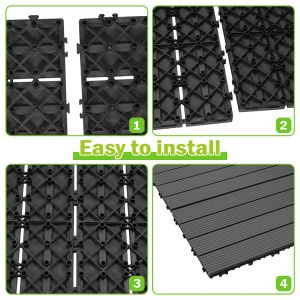 Dalle De Terrasse Dalles Clipsables En Bois Rev&ecirc;tement Carrelage 60 X 30 Pour Jardin Terrasse, Anthracite 42 Pi&egrave;ces - Neuf