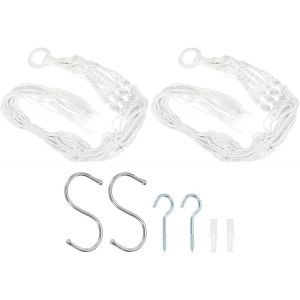 ERYI-Macramé Suspendue Jardinière, 2 Paquet 31 Pouce Fait Main Suspendue Plante Supports Fleur Pot Cintre Fleur Pot Cintre Pour Intérieur Extérieur Décoratif, Blanc - Neuf