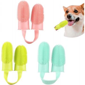 Paquet De 3 Kit De Brosse À Dents Pour Chien En Silicone Brossage De Dents Pour Chiot Brosse De Nettoyage Des Dents Pour Animaux De Compagnie Brosse À Dents Pour Soins Dentaires Pour Animaux De Compag - Neuf
