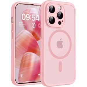 Maa-Coque Magnétique Pour Iphone 13 Pro 6,1 Pouces, Compatible Avec Magsafe, Protection De L'objectif Améliorée, Coque Mat Translucide Fine Antichoc, Rose Clair - Neuf