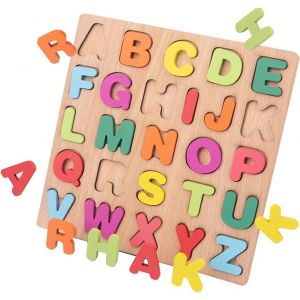 KAL-Puzzle Alphabet, De Grandes Lettres Colorées, Jouet Apprendre De Manière Ludique, En Bois, Enfant, Jeux Montessori Éducatif, 1-3 Ans, Garçon Fille - Neuf
