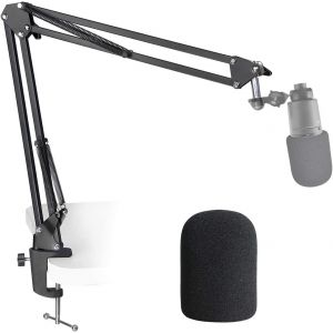 lbgwp60-At2020 Support De Micro Avec Bonnette - Pied De Micro Avec Anti Pop En Mousse Pour Audio Technica At2020 At2020 Usb + Microphone At2035 Par - Neuf