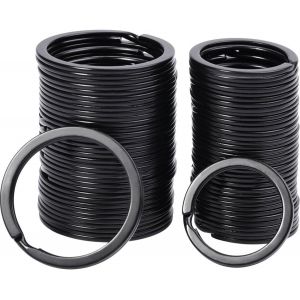 Gjhgf-Porte-Clés Plats Anneaux Brisés En Métal Porte-Clés Splits Pour Les Clés De Voiture Et De Maison, 1 Et 1,25 Pouce, Noir, 40 Pièces - Neuf