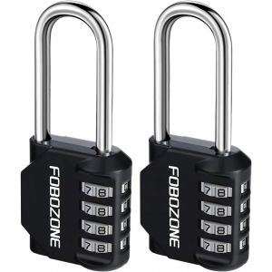 Lot De 2 Cadenas À Combinaison À 4 Chiffres Étanches À Code Réinitialisable,Pour Casier De Gym,Armoire,Abri De Jardin,Moraillon,Portail,Boîte À Outils,Serrure De Casier D'école (L - Neuf