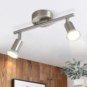 Tianyi-Spot De Plafond Led 2 Spots - Plafonnier De Couloir Moderne Spot De Plafond Gu10 Orientable 330° Lampe De Couloir Acier Inoxydable Salon Chambre Sans Ampoule - Neuf