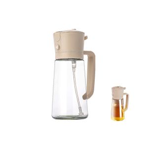 Distributeur Et Vaporisateur D'huile D'olive 2 En 1, Bouteille En Verre De 470 Ml Pour La Cuisine Et Le Barbecue, Blanc - Neuf