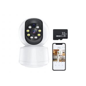 Cam&eacute;ra de s&eacute;curit&eacute; int&eacute;rieure WiFi 2,4 GHz avec vision nocturne et suivi de mouvement - Neuf