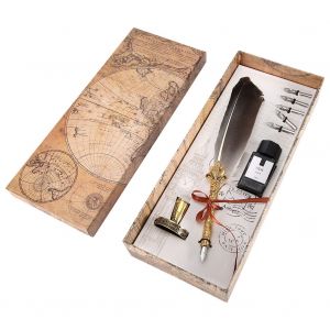 Stylo plume retro vintage en acier inoxydable, plume de calligraphie, cadeau (gris) - Neuf