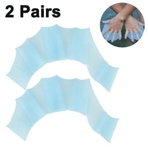 Gants De Natation En Silicone Bleu Avec Design Palmé - Plaquettes De Natation Durables Pour Une Vitesse Accrue En Natation, Surf Et Sports Nautiques - Neuf