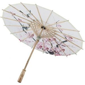TIANYI-Parapluie chinois en papier huilé fait à la main, Parapluie en papier huilé imperméable pour l'art chinois et la danse classique Petite fleur de prunier Parasol - Neuf