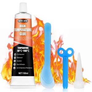Colle Haute Temperature Four,Colle Barbecue,Silicone Haute Temperature,Colle Thermique,Convient Aux Chemin&eacute;es,Po&ecirc;les,Boucliers Thermiques,Fours,100 Ml - Neuf