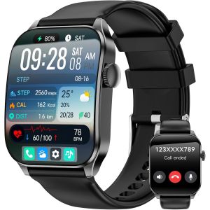 Montre Connect&eacute;e Femme Homme,1.91'' &Eacute;cran Incurv&eacute; avec Appels Bluetooth,120+ Sportifs Montre Sport avec Moniteur Sommeil/Fr&eacute;quence Cardiaque/Podom&egrave;tre,Etanche IP67 Smartwatch pour Android iOS - Neuf