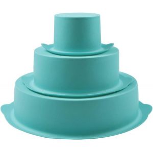 Jexnovashop-Moule Layer Cake Silicone Moule &Agrave; G&acirc;teau Lot De 3 Couches De G&acirc;teau Rond 21,8cm 15cm 7,6cm Moulle &Agrave; Patisserie De Cuisson Pour Anniversaire De Mariage - Neuf